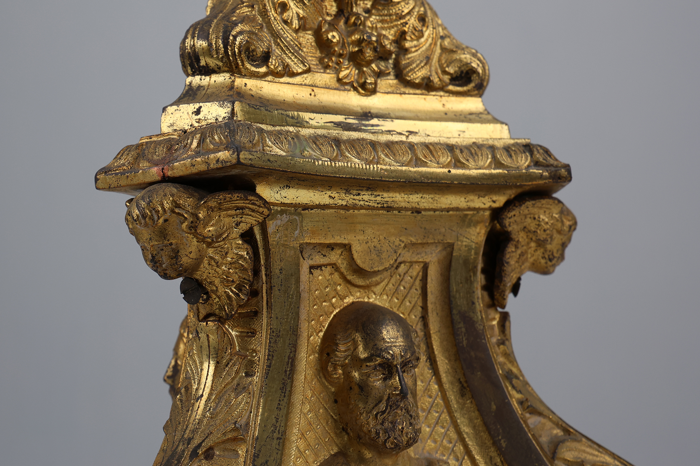 Large 18th century bronze and copper church candle holder, Francethumbnail